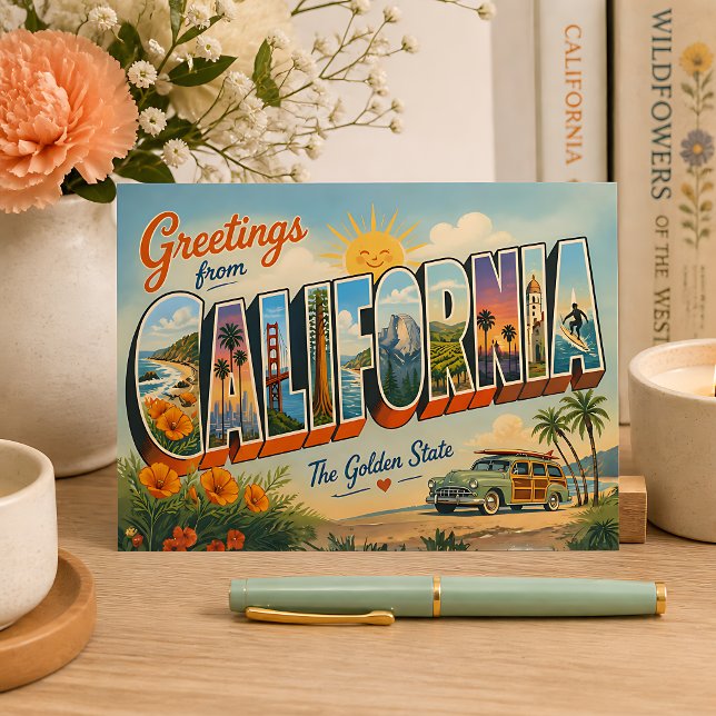 Carte Postale Salutations de California Retro (Créateur téléchargé)