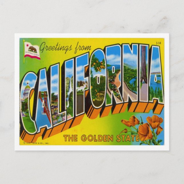 Carte Postale Salutations de Californie (Devant)