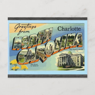 Carte Postale Salutations de Caroline du Nord Charlotte, Vintage