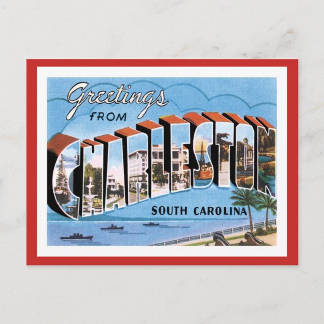 Carte Postale Salutations de Charleston Caroline du Sud États-Un (Devant)