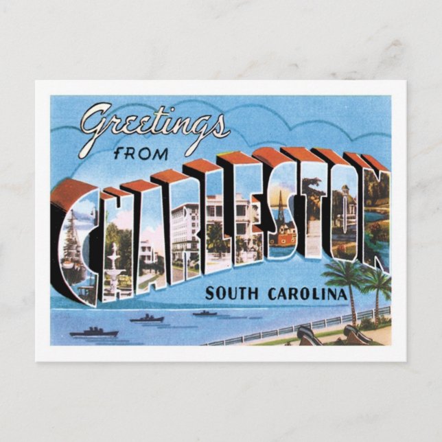 Carte Postale Salutations de Charleston Caroline du Sud Ville de (Devant)