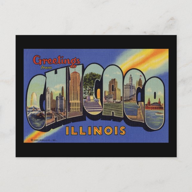 Carte Postale Salutations de Chicago Illinois (Devant)