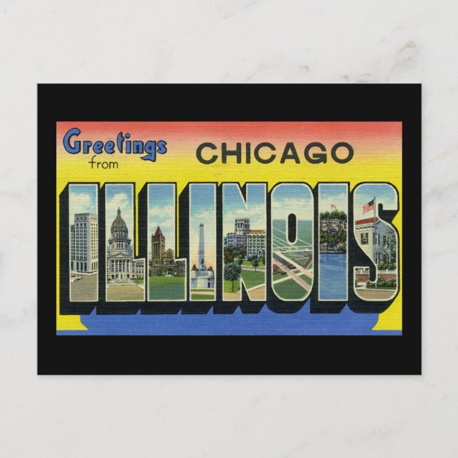 Carte Postale Salutations de Chicago Illinois (Devant)