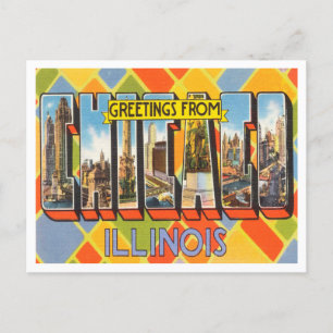 Carte Postale Salutations de Chicago, Illinois Vintage voyage