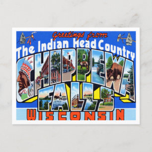 Carte Postale Salutations de Chippewa Falls, Wisconsin Travel