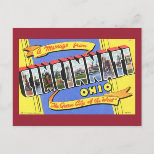 Carte Postale Salutations de Cincinnati, Ohio Vintage