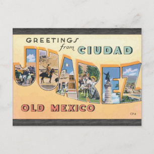 Carte Postale Salutations De Ciudad Juarez Vieux Mexique, Vintag