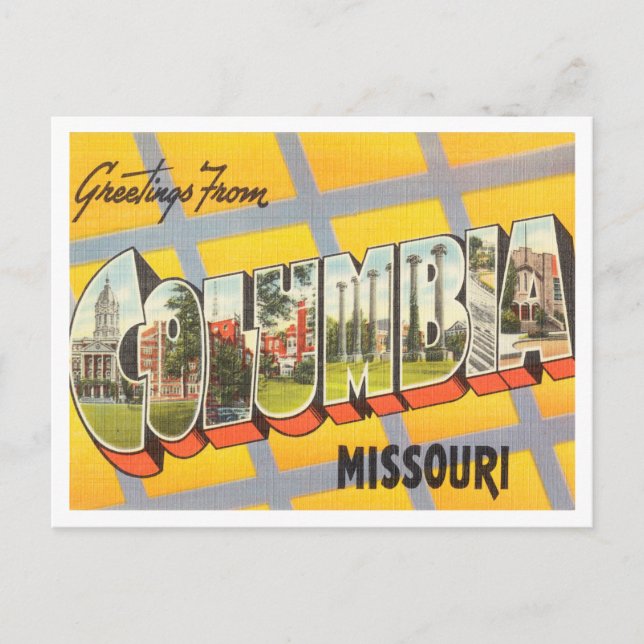 Carte Postale Salutations de Columbia, Missouri Vintage voyage (Devant)