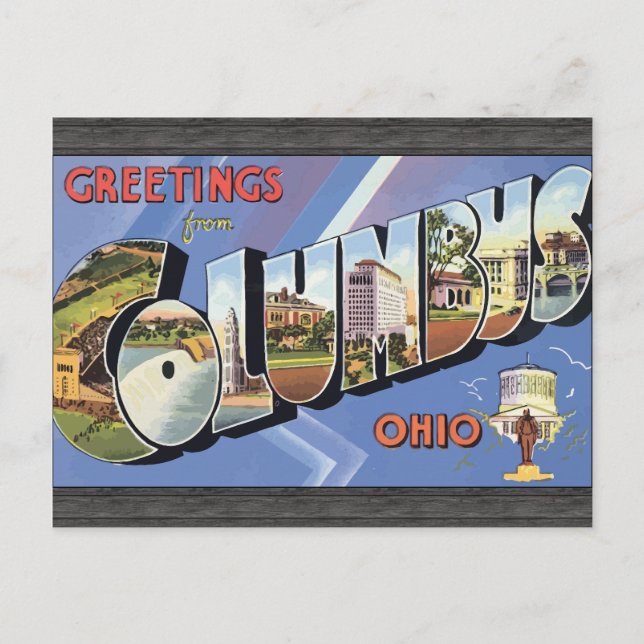 Carte Postale Salutations de Columbus Ohio, Vintage (Devant)