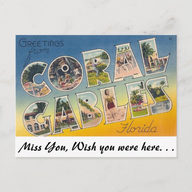 Carte Postale Salutations de Coral Gables, Floride (Devant)