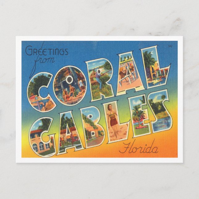 Carte Postale Salutations de Coral Gables, Floride Travel (Devant)