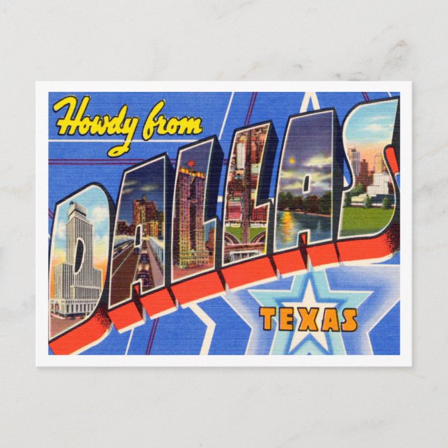 Carte Postale Salutations de Dallas, Vintage voyage du Texas (Devant)