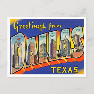 Carte Postale Salutations de Dallas, Vintage voyage du Texas