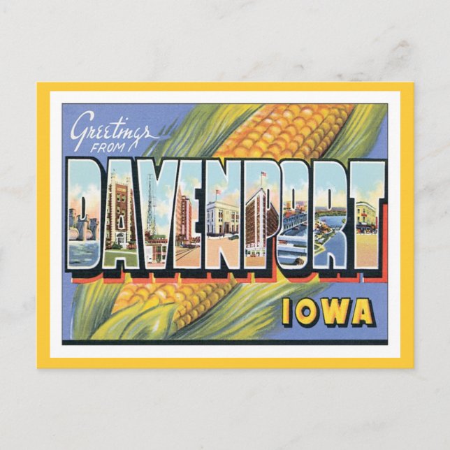 Carte Postale Salutations De Davenport Iowa (Devant)