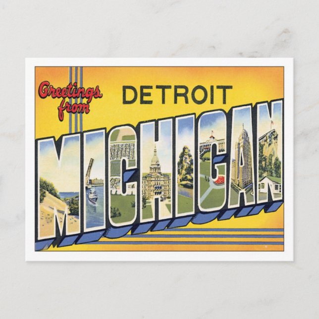 Carte Postale Salutations De Detroit Michigan (Devant)