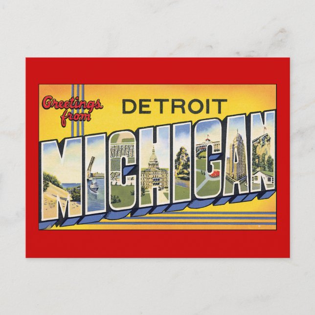 Carte Postale Salutations de Detroit Michigan (Devant)