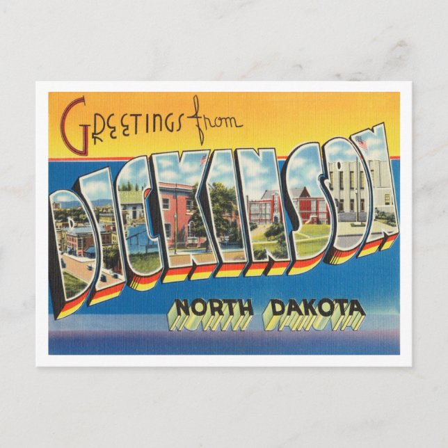 Carte Postale Salutations de Dickinson, North Dakota Travel (Devant)