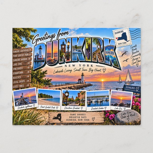 Carte Postale Salutations de Dunkerque New York (Devant)