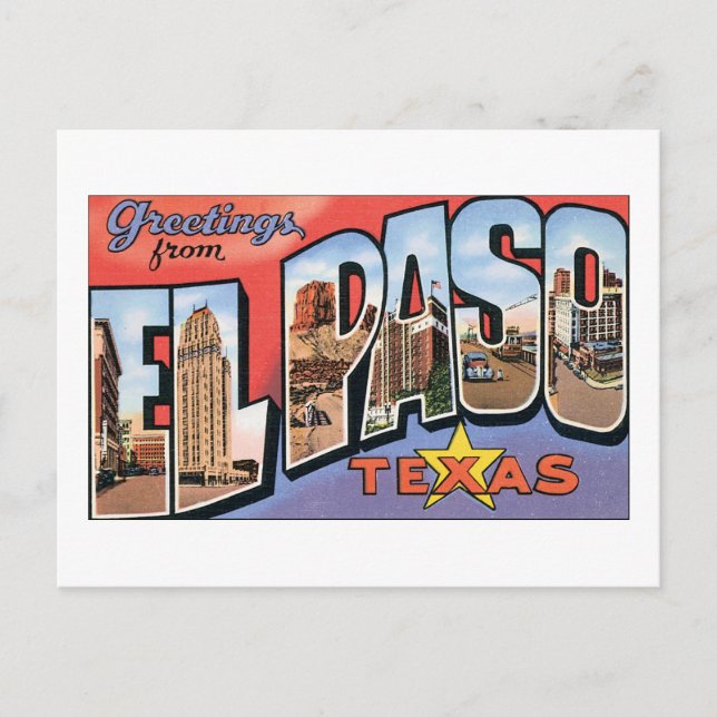 Carte Postale Salutations de El Paso Texas (Devant)