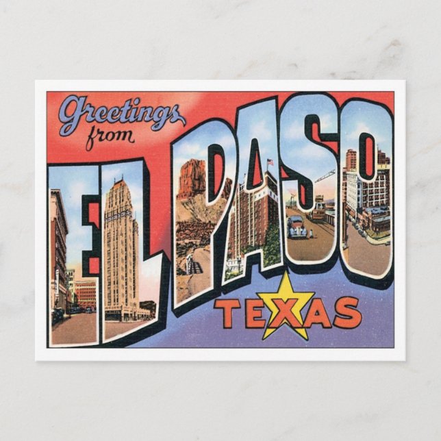 Carte Postale Salutations De EL Paso, Texas (Devant)