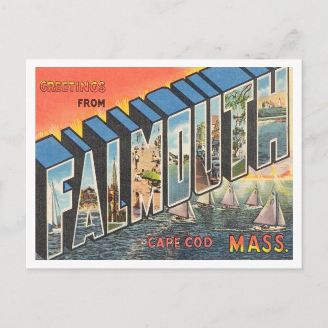 Carte Postale Salutations de Falmouth Cape Cod, Massachusetts (Devant)