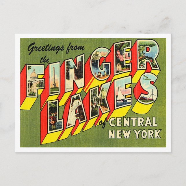 Carte Postale Salutations de Finger Lakes du centre de New York (Devant)