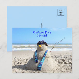 Carte Postale Salutations de Florida Beach Snowman