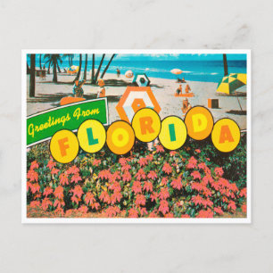 Carte Postale Salutations de Florida Beach Vintage Travel
