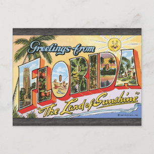 Carte Postale Salutations De Floride "Le Pays Du Soleil", Vin