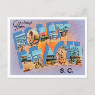Carte Postale Salutations de Folly Beach, Caroline du Sud Voyage