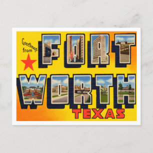 Carte Postale Salutations de Fort Worth, Vintage voyage du Texas