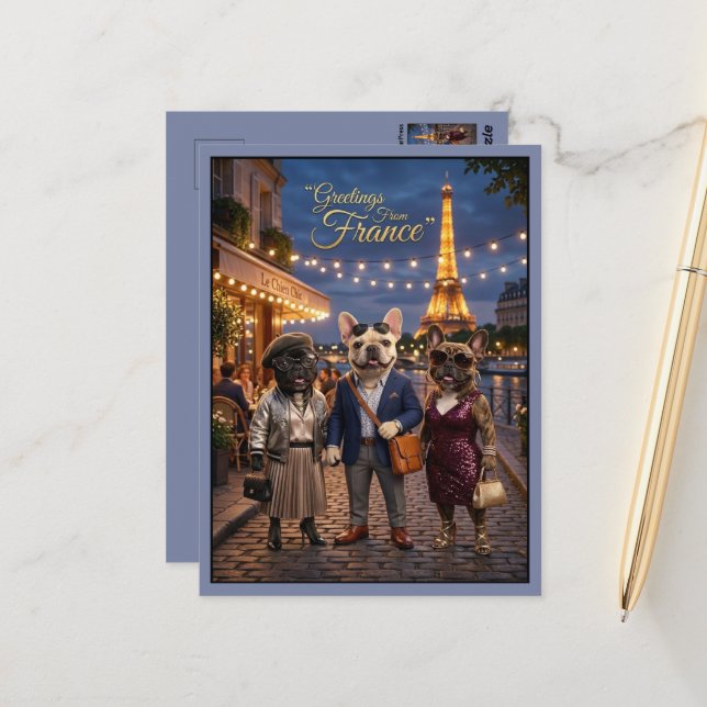 Carte Postale Salutations de France Travel (Devant/Arrière en situation)