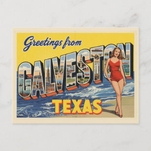 Carte Postale Salutations de Galveston Texas Vintage