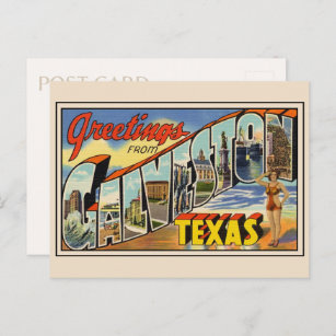 Carte Postale Salutations de Galveston Texas Vintage