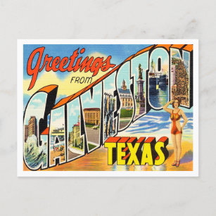 Carte Postale Salutations de Galveston, Vintage voyage du Texas