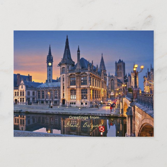 Carte Postale Salutations de Gand, Belgique, (Devant)