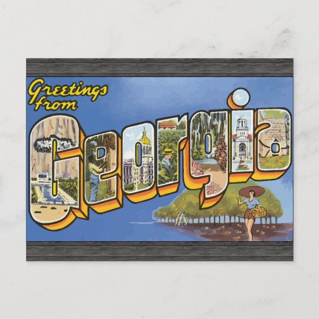 Carte Postale Salutations De Géorgie, Vintage (Devant)