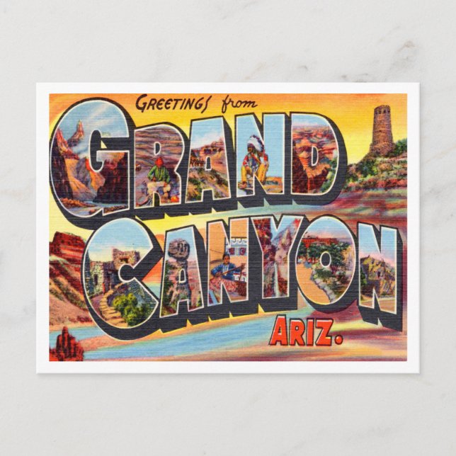 Carte Postale Salutations de Grand Canyon, Arizona Travel (Devant)