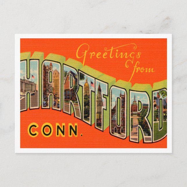 Carte Postale Salutations de Hartford, Connecticut Travel (Devant)