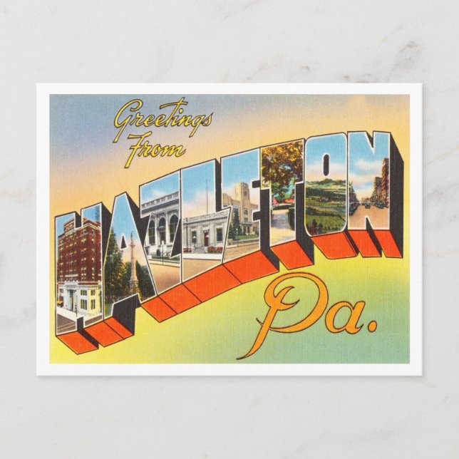 Carte Postale Salutations de Hazelton, Pennsylvanie Travel (Devant)