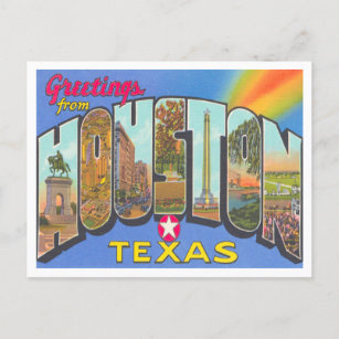 Carte Postale Salutations de Houston, Texas Vintage voyage