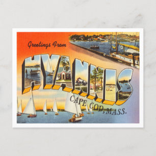 Carte Postale Salutations de Hyannis, Cape Cod, Massachusetts
