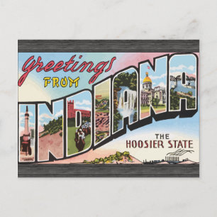 Carte Postale Salutations De Indiana L'État Hoosier, Vintage