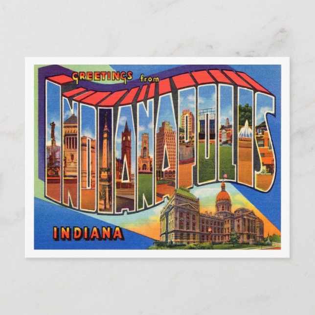 Carte Postale Salutations de Indianapolis, Indiana Travel (Devant)