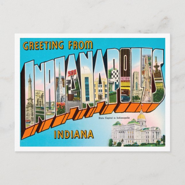 Carte Postale Salutations de Indianapolis, Indiana Travel (Devant)