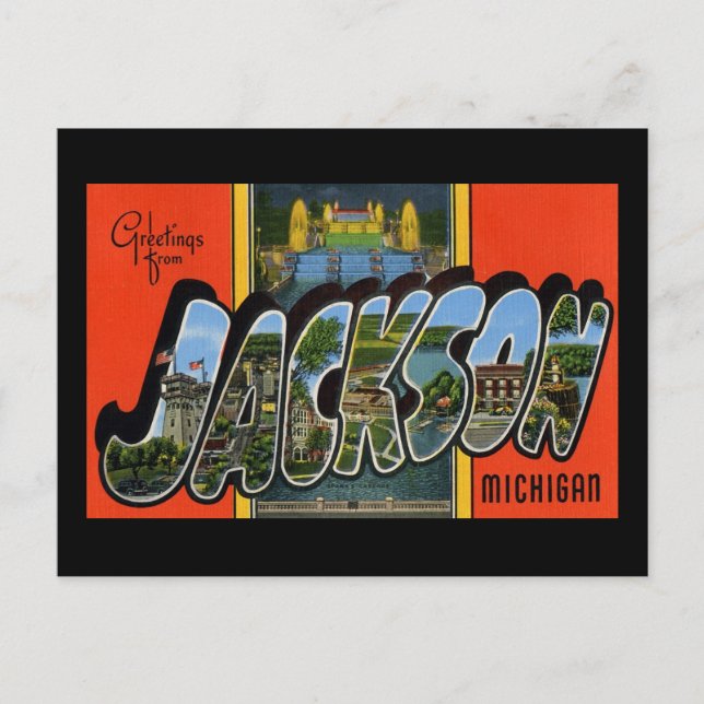 Carte Postale Salutations de Jackson Michigan (Devant)