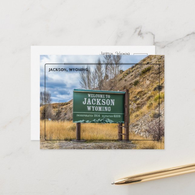 Carte Postale Salutations de Jackson, Wyoming (Devant/Arrière en situation)