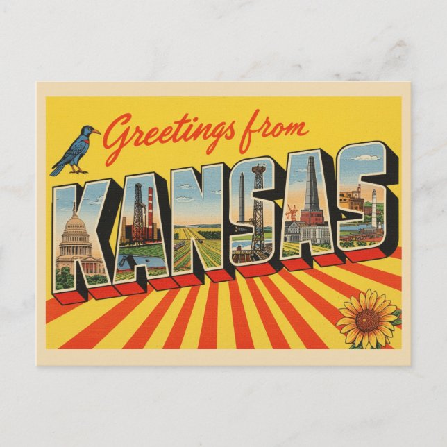 Carte Postale Salutations de Kansas, Wichita (Devant)