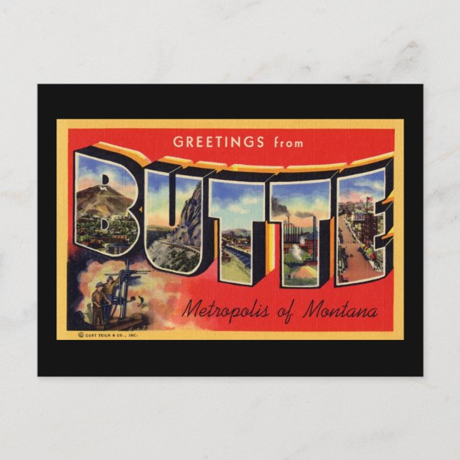 Carte Postale Salutations de la Butte Metropolis du Montana (Devant)