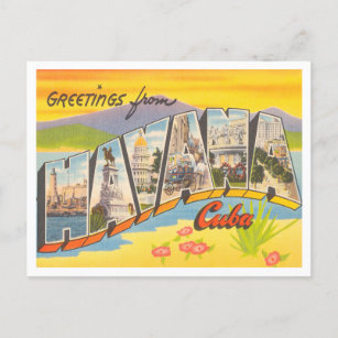 Carte Postale Salutations de La Havane, Cuba Vintage voyage